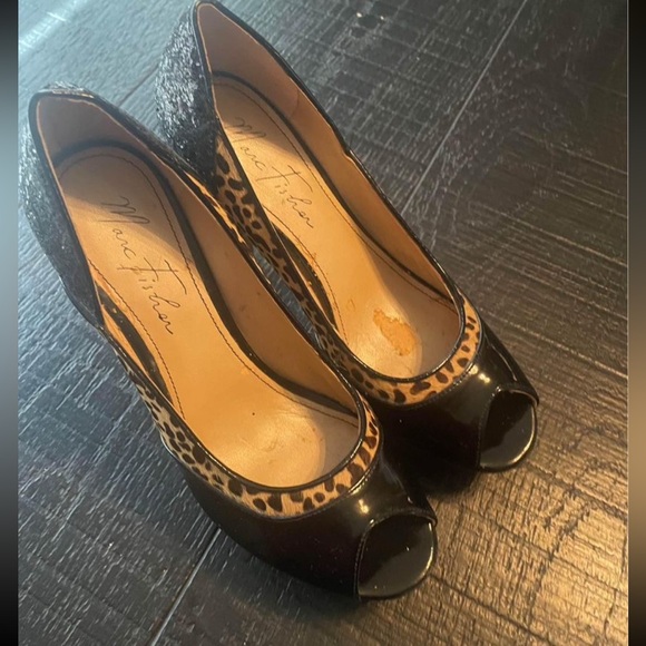 Womans heels black with leopard print / glitter - Picture 2 of 2